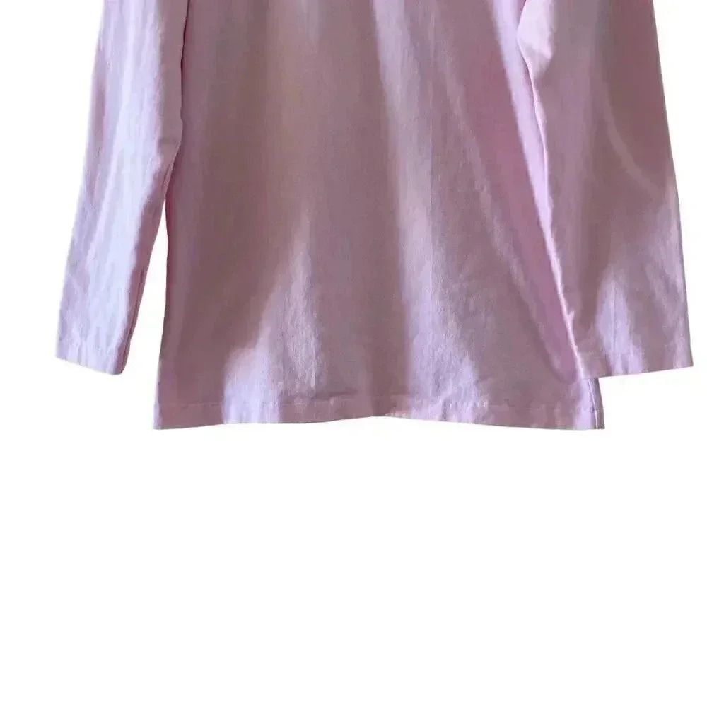 Pink Plain Solid Basic Essential Long Sleeves Top… - image 4